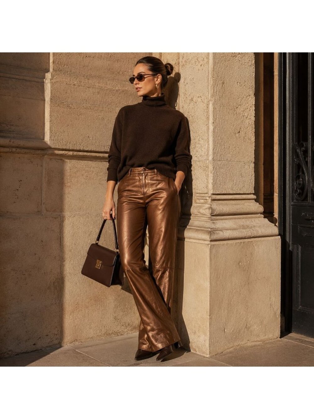 Vintage Laundry Shelli Segal Leather Pants Copper Bootcut 8 Buttery Soft Chic